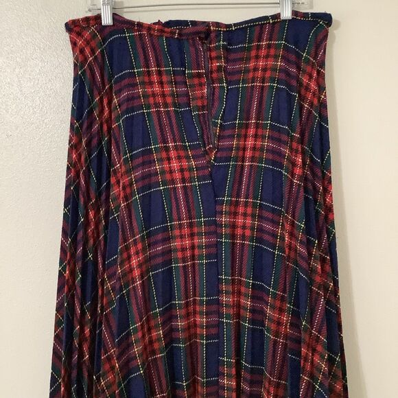 Handmade Vintage Plaid Old Money Cowgirl Western Country Pleated Maxi Skirt XL - Picture 5 of 8